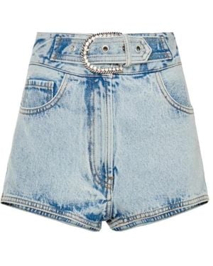 Alessandra Rich Belted Denim Shorts - Blue
