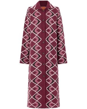 La DoubleJ Jacquard Long Knit Cardigan - Red