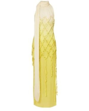 Blumarine Embellished Crepon Maxi Dress - Yellow