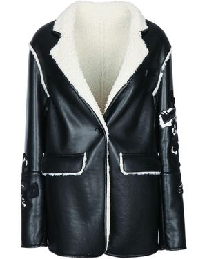ERMANNO FIRENZE Contrast Trim Faux Shearling Jacket - Black