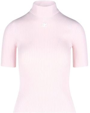 Courreges Courrèges Reedition Short-Sleeved Ribbed Jumper - Pink