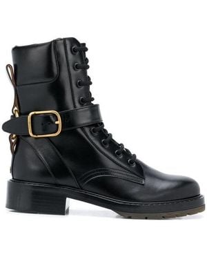 Chloé Chloé Diane Lace-Up Ankle Boots - Black