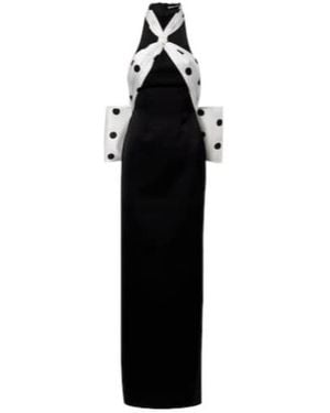 David Koma Polka-Dot Halterneck Gown - Black