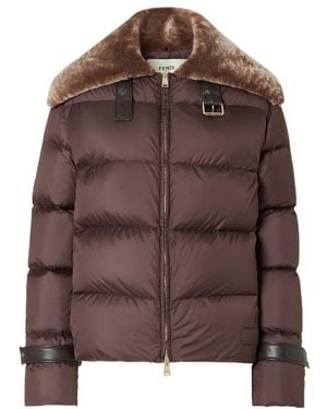 Fendi Zip-Up Padded Jacket - Brown