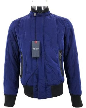 Armani Jeans Long-Sleeved Quilted Casual Jacket - Blue