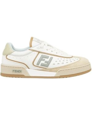 Fendi Match Lace-Up Trainers - White