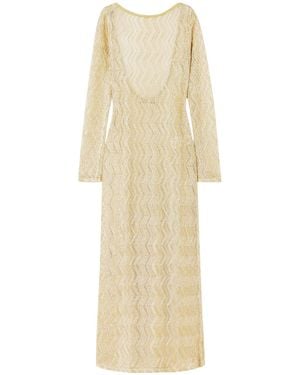 Missoni Open-Back Metallic Crochet-Knit Maxi Dress - Natural