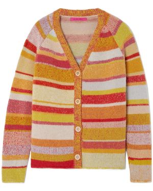 The Elder Statesman Striped Cashmere Cardigan - Orange