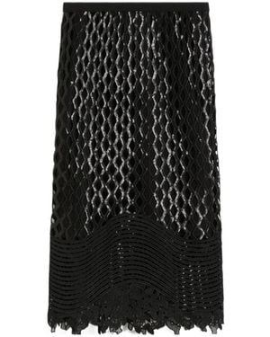 Sportmax Sequin-Embellished Open-Knit Skirt - Black
