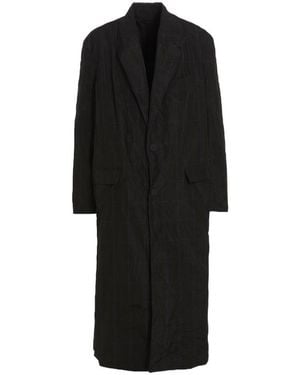Balenciaga Checked Single-Breasted Coat - Black