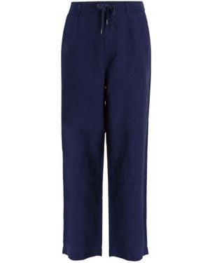 Polo Ralph Lauren Drawstring Linen Trousers - Blue