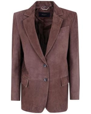 Seventy Single-Breasted Suede Blazer - Brown