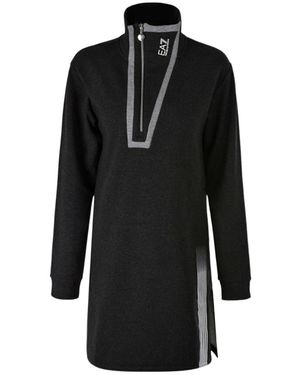 EA7 Long-Sleeved Dress With Slit - Black