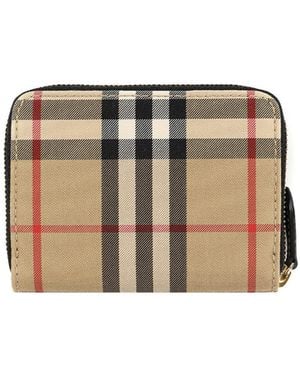 Burberry Checkered Zipper Wallet - Multicolor