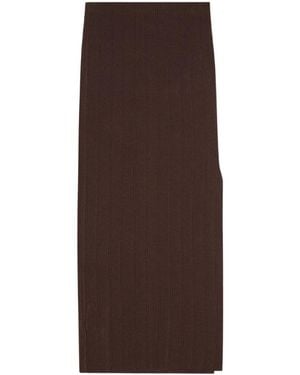 REMAIN Birger Christensen Side Slit Midi Skirt - Brown