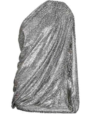 Stella McCartney One-Shoulder Pleated Mini Dress - Gray