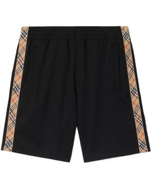 Burberry Check Trim Cotton Blend Shorts - Black