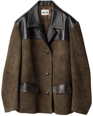 Miu Miu Panelled Button-Up Jacket - Brown