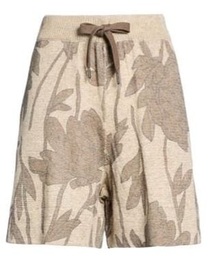 Brunello Cucinelli Floral Knitted Shorts - Natural