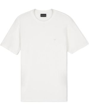 Emporio Armani Logo Embroidered Crewneck T-Shirt - White