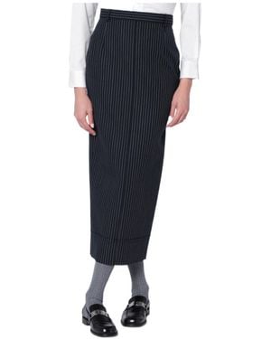 Thom Browne Pinstriped Pencil Midi Skirt - Blue