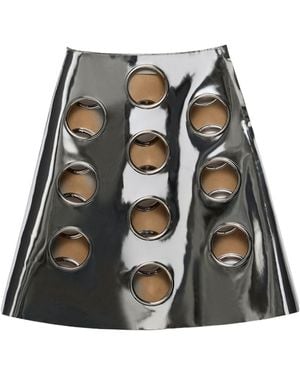 Prada Metallic-Effect Leather Midi Skirt