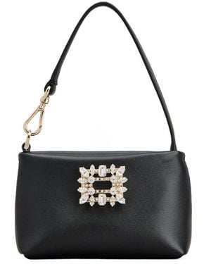 Roger Vivier Rv Nightlily Buckle Embellished Shouder Bag - Black