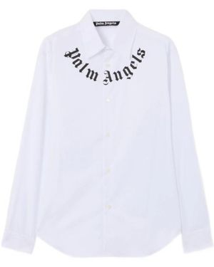 Palm Angels Neck Logo Print Shirt - White