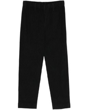 Homme Plissé Issey Miyake Homme Plissé Issey Miyake Pleated Straight Leg Trousers - Black