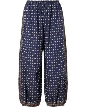 Doen Yarrow Printed Cotton Pants - Blue