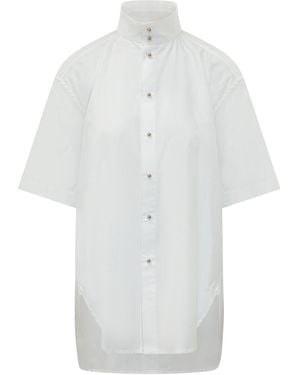 DARKPARK Roberta High-Neck Popeline Shirt - White