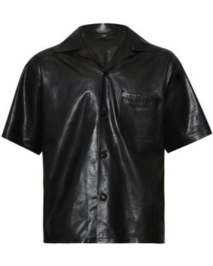Amiri Lightweight Leather Camp Shirt - Black