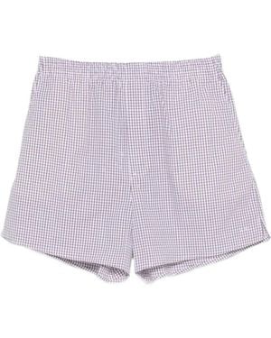 A.P.C. Checked Elastic-Waist Shorts - Purple