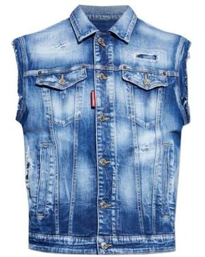 DSquared² Faded Sleeveless Denim Jacket - Blue