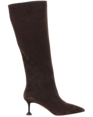 Aquazzura Pointed Toe Heeled Boots - Brown