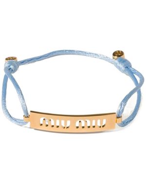 Miu Miu Metal And Cord Bracelet - White