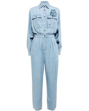 Blugirl Blumarine Long-Sleeved Denim Jumpsuit - Blue