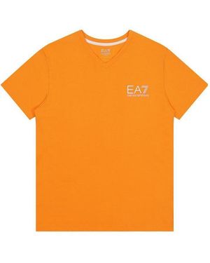 EA7 Logo T-Shirt With Round Neck - Orange