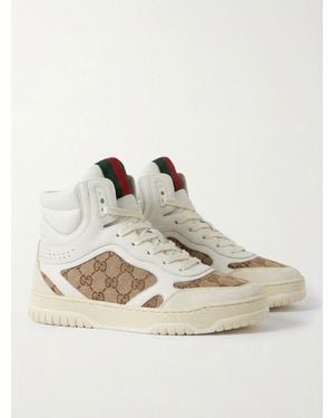 Gucci Re-Web Series High-Top Skate Shoes - Natural