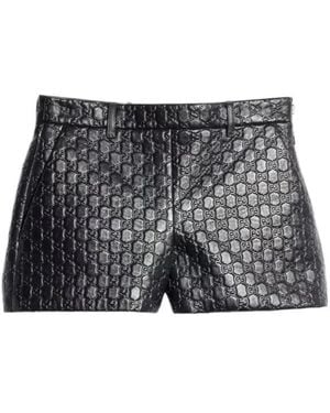 Gucci Gg Embossed Leather Shorts - Grey