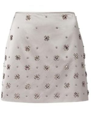 Veronica Beard Olenna Embellished Cotton-Blend Miniskirt - Gray