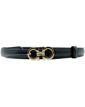Ferragamo Gancini Decorative Thin Belt - White