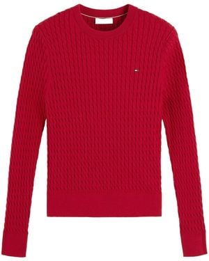 Tommy Hilfiger Cableknit Crewneck Jumper - Red