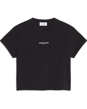 Maison Kitsuné Maison Kitsuné Logo Embroidered T-Shirt - Black