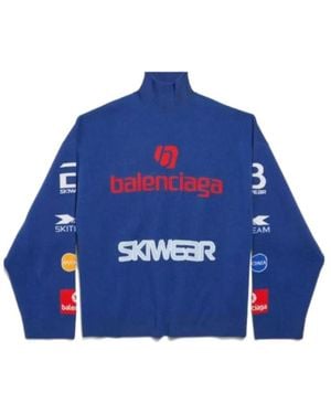 Balenciaga Turtleneck Long-Sleeved Ski Jumper - Blue