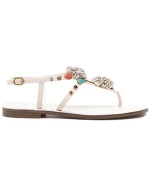 Twinset Flower-Embellished Sandals - White