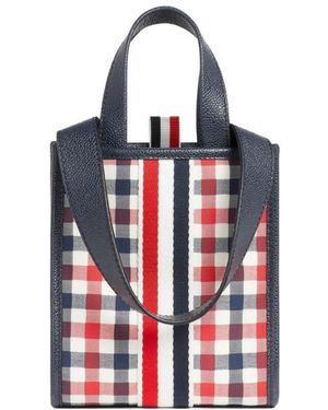 Thom Browne Mini Rwb-Stripe Tote Bag - Red