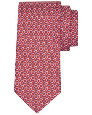 Ferragamo Corbata De Seda Estampado Entramado - Pink