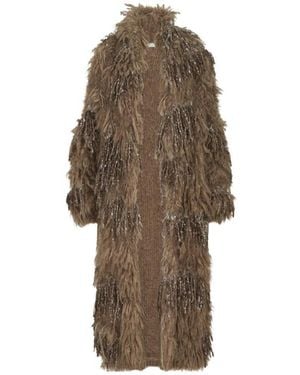 Brunello Cucinelli Fringed Long Cardigan - Natural