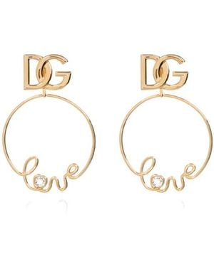 Dolce & Gabbana Love Logo-Detail Earrings - White